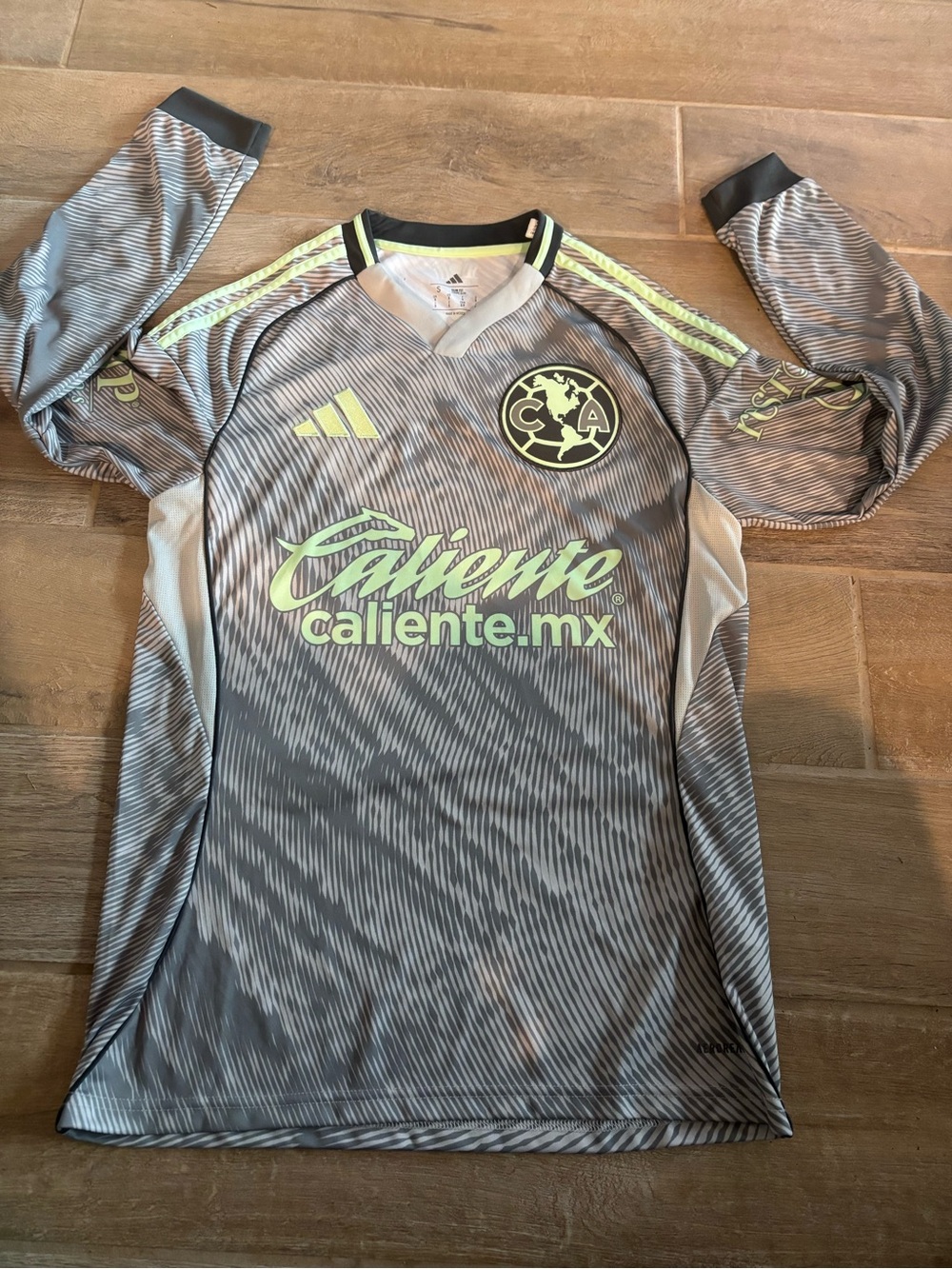 adidas Club América Soccer Jersey Long Sleeve Gray Green Black Size S